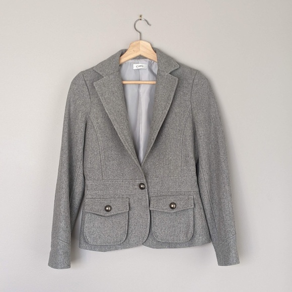 Vintage Wool Grey Lined Blazer with Buttons and Pockets Small - Picture 1 of 13